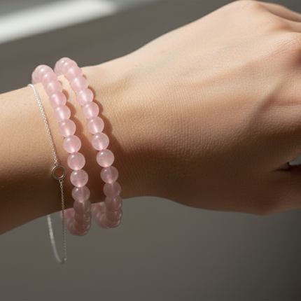 Rose Quartz Round Beads Bracelet