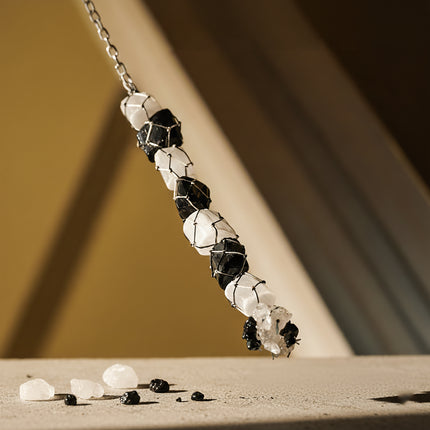 Selenite + Black Tourmaline Hanger