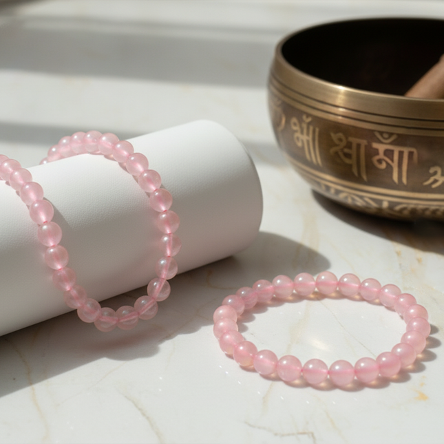 Rose Quartz Round Beads Bracelet