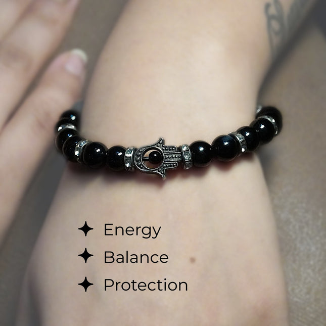 7 Chakra + Black Tourmaline Bracelet – Energy Protection & Balance