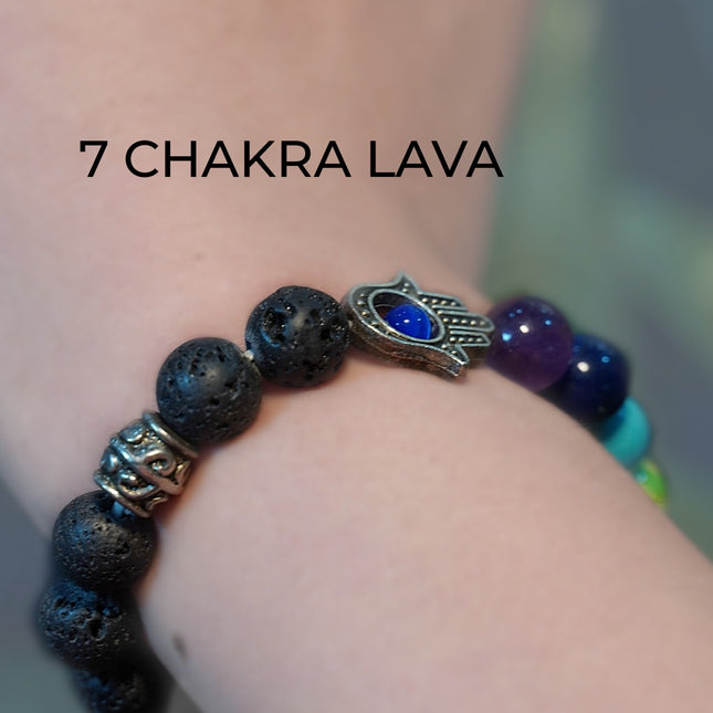 7 Chakra Lava Stone Bracelet – Grounding + Aromatherapy + Energy Balance