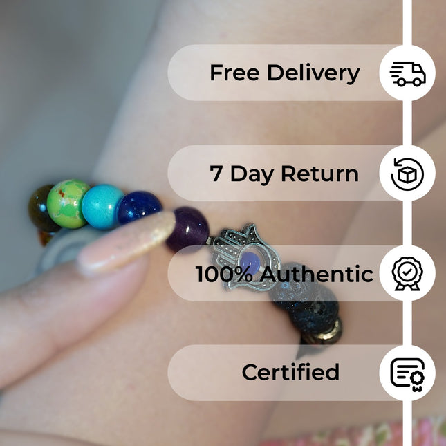 7 Chakra Lava Stone Bracelet – Grounding + Aromatherapy + Energy Balance