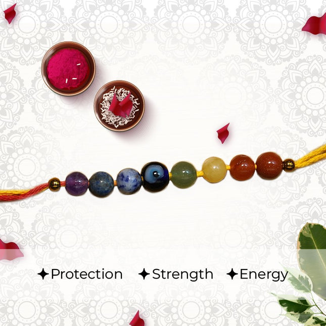 7 Chakra Shield Rakhi – Energy-Balancing Rakhi with 7 Healing Crystals for Protection & Alignment