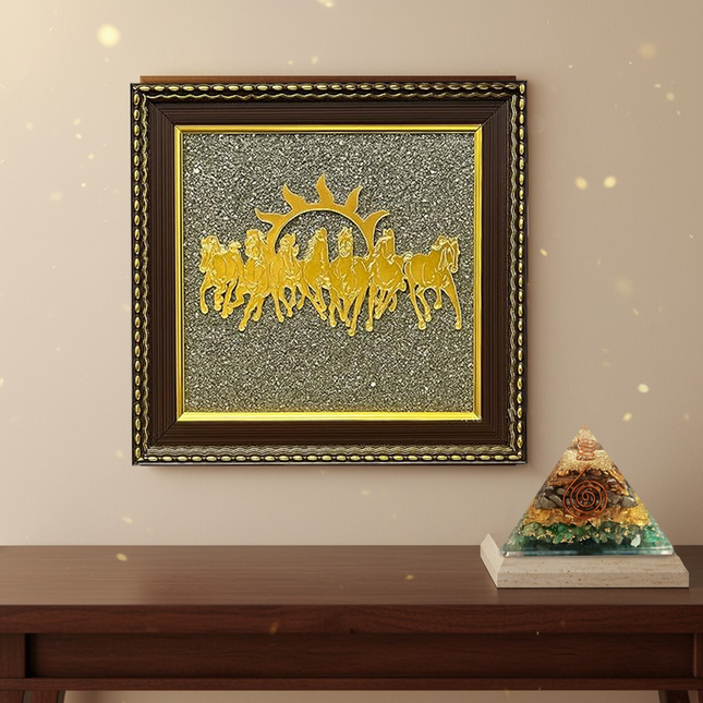 7 Horses Pyrite Frame with Money Magnet Pyramid Combo