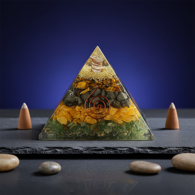 7 Horses Pyrite Frame with Money Magnet Pyramid Combo