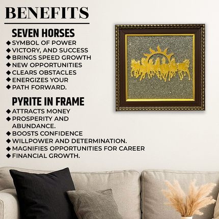 7 Horses Pyrite Frame with Money Magnet Pyramid Combo