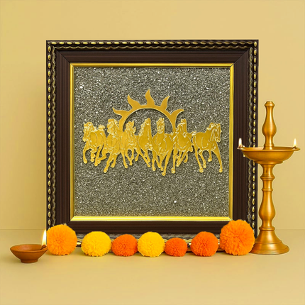 7 Horses Pyrite Frame with Money Magnet Pyramid Combo