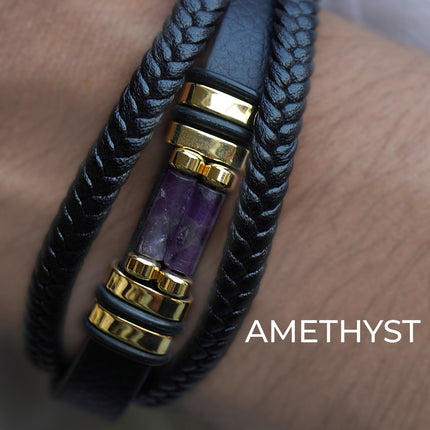 Amethyst Leather Bracelet – Intuition, Tranquility & Spiritual Clarity