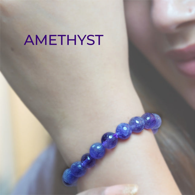 Amethyst Diamond Cut Bracelet