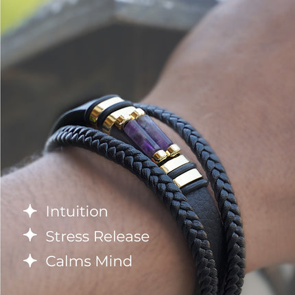 Amethyst Leather Bracelet – Intuition, Tranquility & Spiritual Clarity