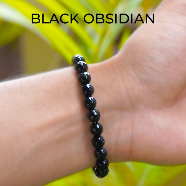 🖤✨ Diamond Cut – Black Obsidian Bracelet