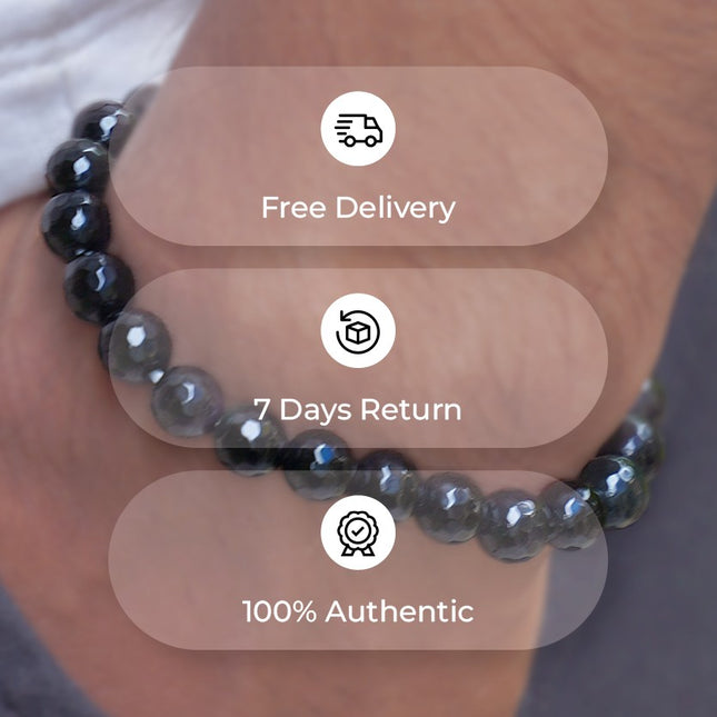🖤✨ Diamond Cut – Black Obsidian Bracelet