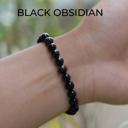 Black Obsidian Round Beads Bracelet – Energy Protection & Inner Strength