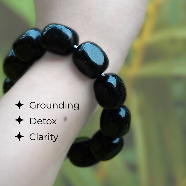 Black Obsidian Tumble Bracelet – Protection, Grounding & Inner Strength