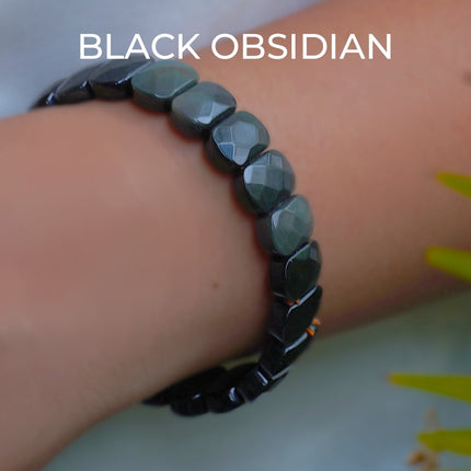 🖤 Designer Beads – Black Obsidian Protection Bracelet