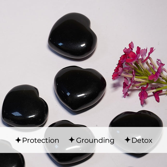 BLACK OBSIDIAN PUFFY HEART STONE – Protection & Inner Power