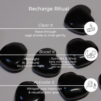 BLACK OBSIDIAN PUFFY HEART STONE – Protection & Inner Power