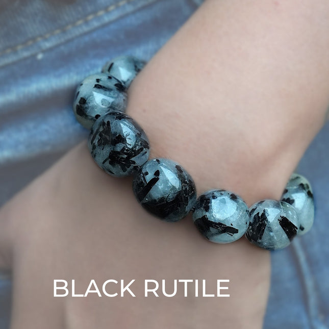 Black Rutile Tumble Bracelet – Clarity, Protection & Energy Amplification