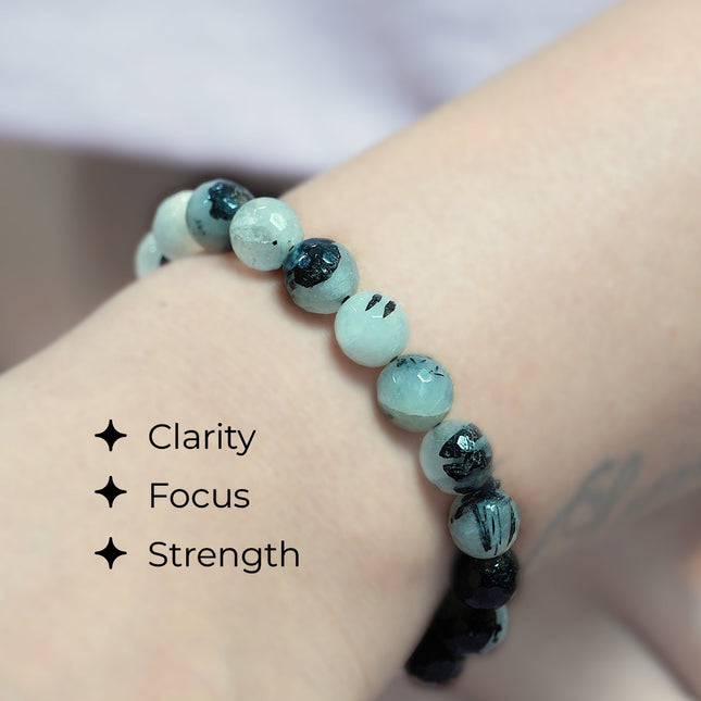 Black Rutile Diamond Cut Bracelet