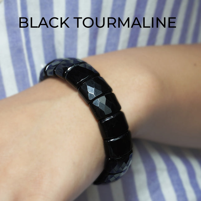 Black Tourmaline Designer Beads Bracelet – Protection | Grounding | Energy Shield