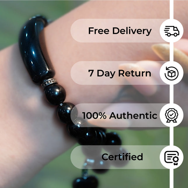 Designer Charm Black Tourmaline Bracelet – Ultimate Protection & Stylish Power