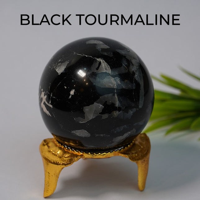 Black Tourmaline Ball – Grounding, Protection & Energy Shield