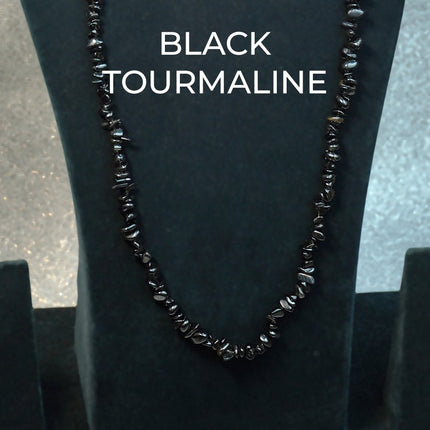 Black Tourmaline Chips Mala – Protection, Grounding & Energy Shielding