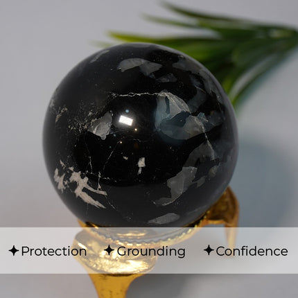 Black Tourmaline Ball – Grounding, Protection & Energy Shield