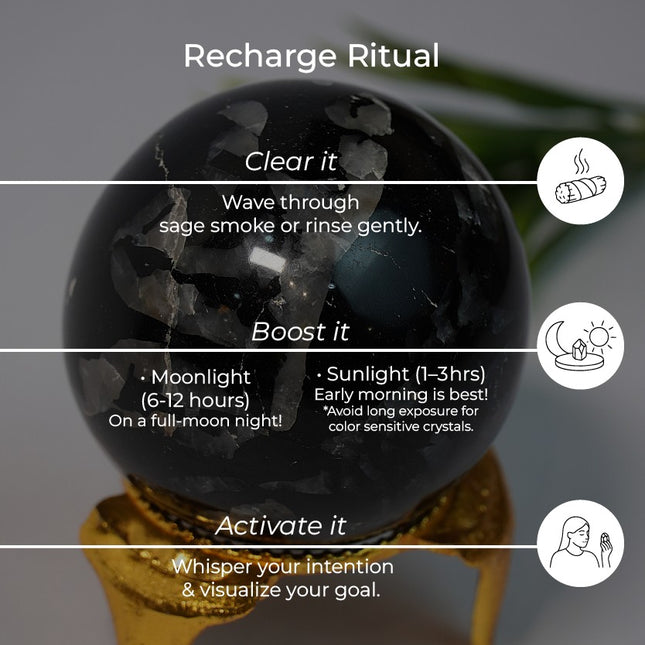 Black Tourmaline Ball – Grounding, Protection & Energy Shield