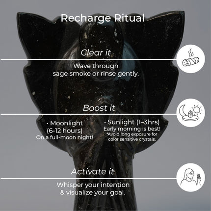 Black Tourmaline Angel 6 inch – Hand-Carved Crystal Guardian for Protection, Grounding & Energy Purification