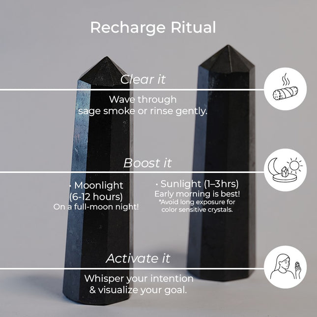Black Tourmaline Healing Wand – Grounding, Protection & Energy Purification Tool