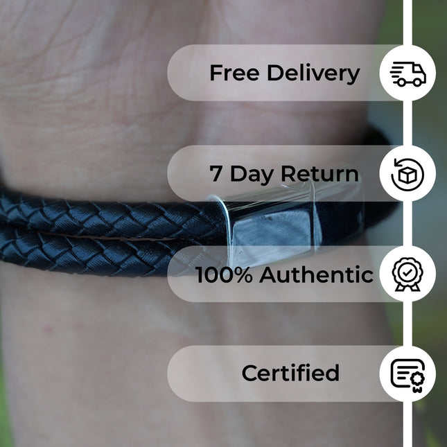 Black Obsidian Leather Bracelet