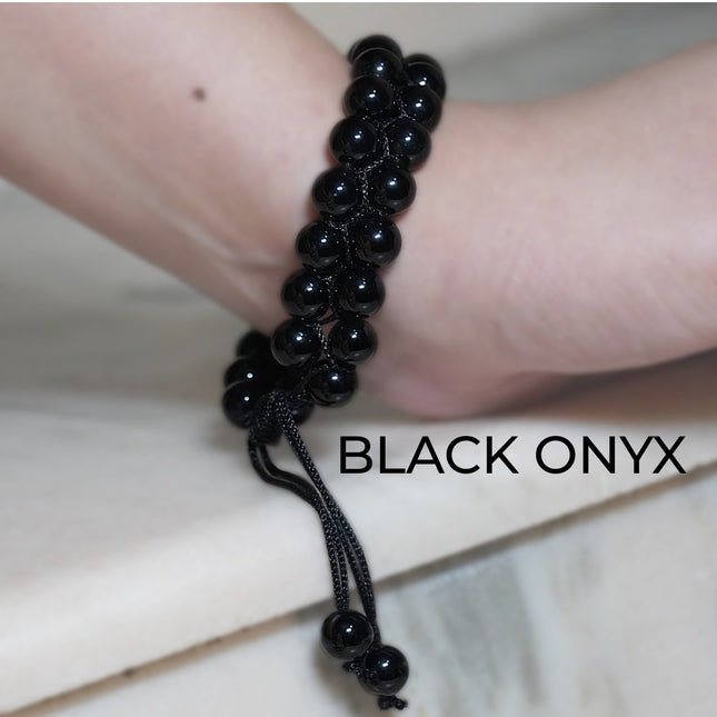 🖤 Black Onyx Double Dori Bracelet – Protection, Strength & Elegance