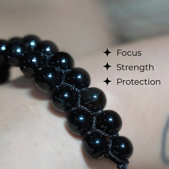 🖤 Black Onyx Double Dori Bracelet – Protection, Strength & Elegance