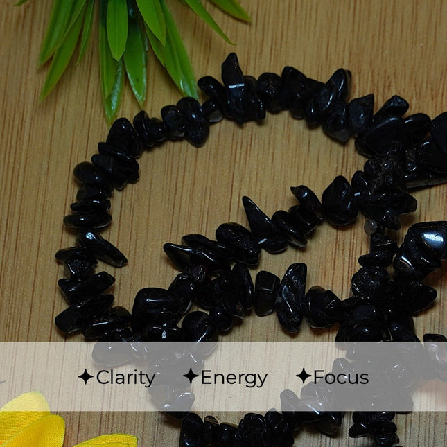 Black Rutile Quartz Chips Mala – Clarity, Protection & Spiritual Grounding