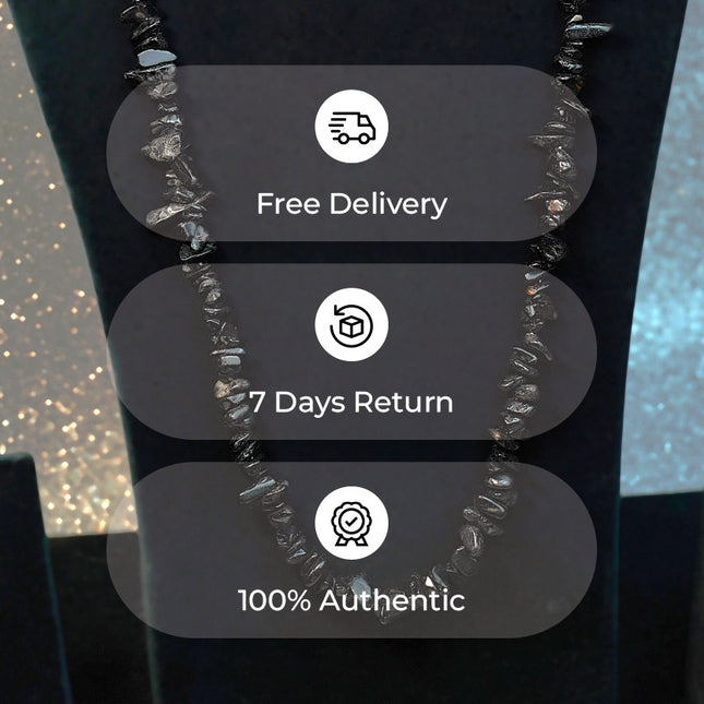 Black Rutile Quartz Chips Mala – Clarity, Protection & Spiritual Grounding