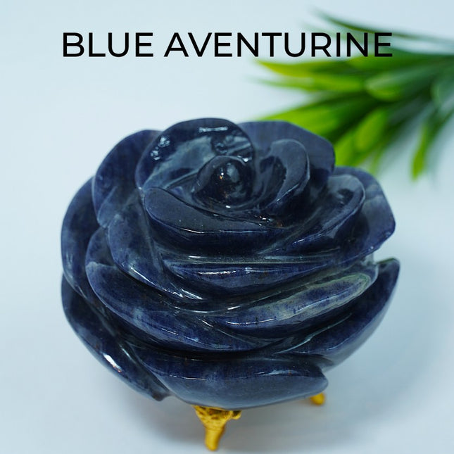 Blue Aventurine Stone Flower — Detailed Product Listing