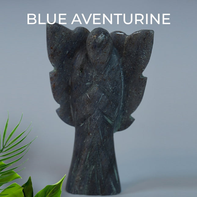 Blue Aventurine Angel – Hand-Carved Crystal Guardian of Clarity & Calm