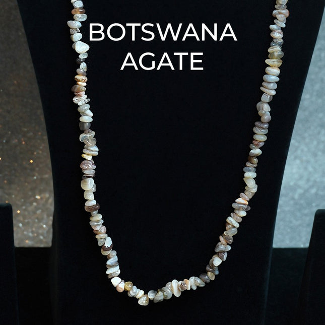 🪨 Natural Botswana Agate Chips Mala