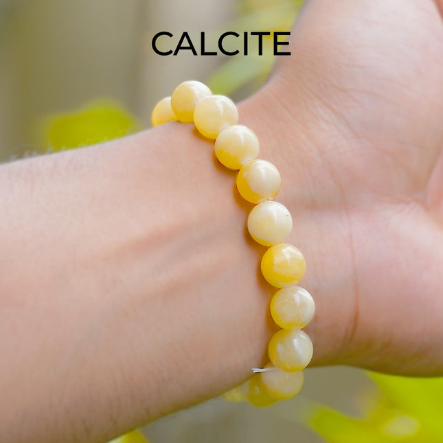 🌞 Calcite Round Beads Bracelet – Energy Amplifier & Emotional Cleanser