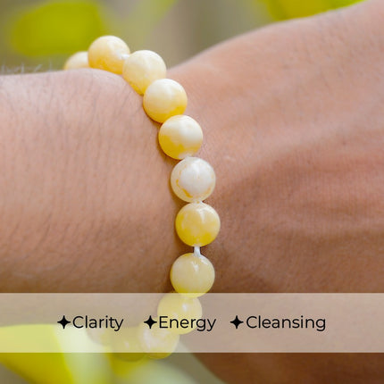 🌞 Calcite Round Beads Bracelet – Energy Amplifier & Emotional Cleanser