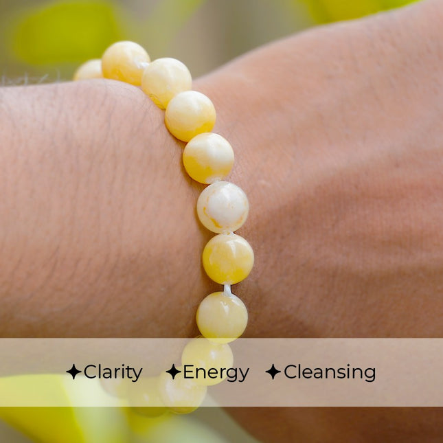 🌞 Calcite Round Beads Bracelet – Energy Amplifier & Emotional Cleanser