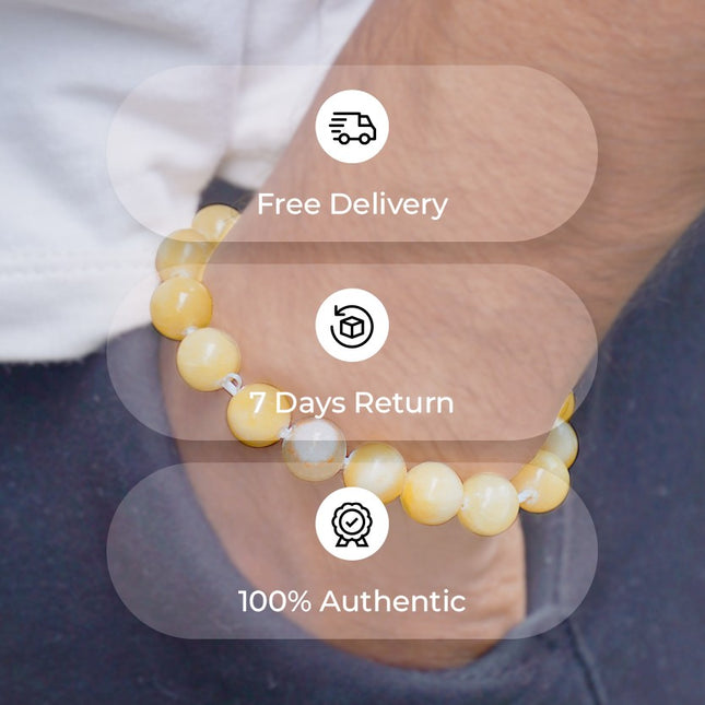 🌞 Calcite Round Beads Bracelet – Energy Amplifier & Emotional Cleanser