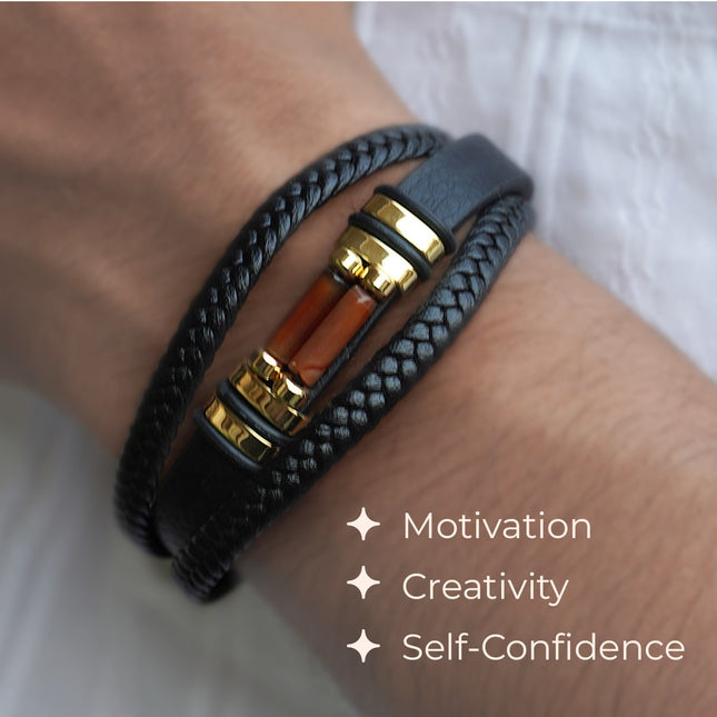 Carnelian Leather Bracelet – Confidence, Vitality & Creative Energy