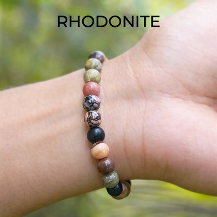 Rhodonite Round Beads Bracelet