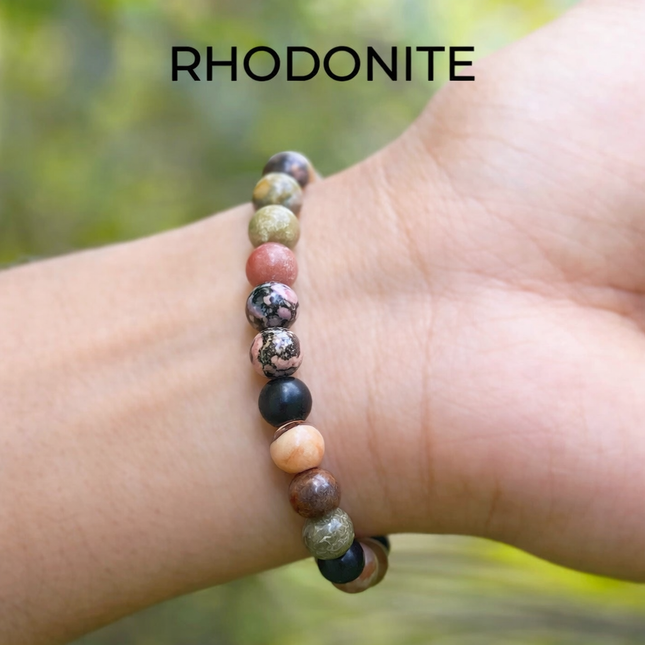 Rhodonite Round Beads Bracelet