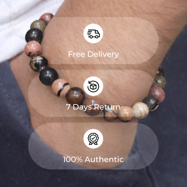 Rhodonite Round Beads Bracelet