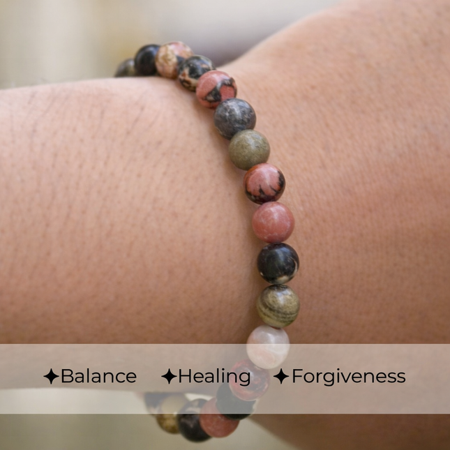 Rhodonite Round Beads Bracelet