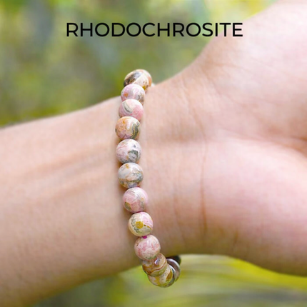 Rhodochrosite AAA Round Beads Bracelet