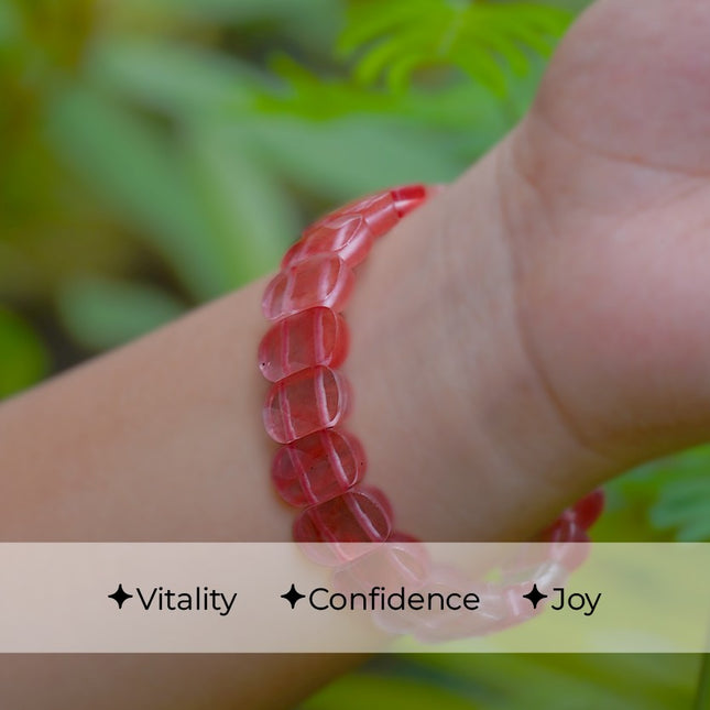🌸 Designer Beads – Cherry Quartz Energy Bracelet